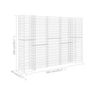 Jardinière à gabion en H Fil d'acier 260x40x200 cm 