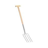 Fourche à creuser de jardin poignée en T Inox et bois de frêne