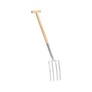 Fourche à creuser de jardin poignée en T Inox et bois de frêne