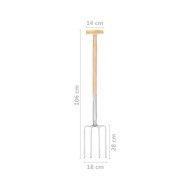 Fourche à creuser de jardin poignée en T Inox et bois de frêne