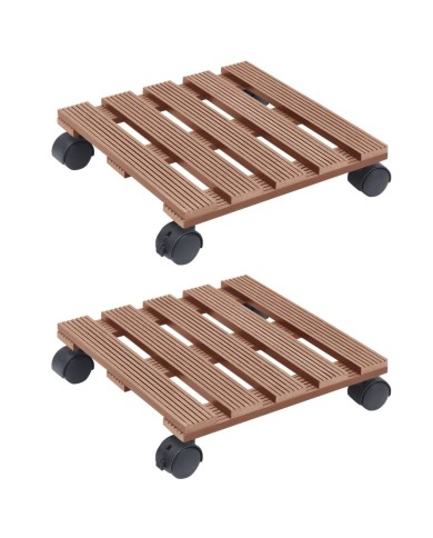 Chariots à plantes 2 pcs Marron 30x30x7,5 cm WPC
