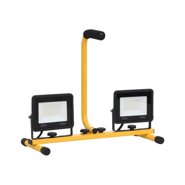 Projecteur à LED avec poignée 2x30 W Blanc froid 