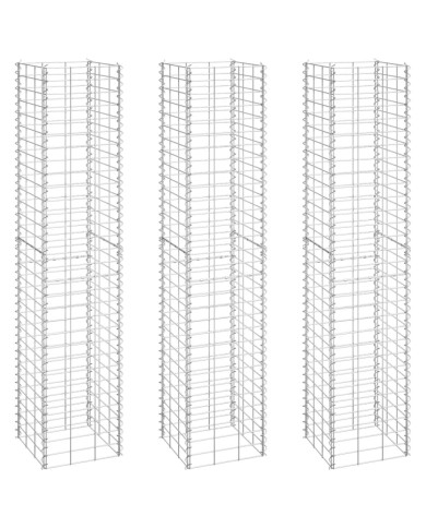 Lits surélevés en gabion 3 pcs 30x30x150 cm Fer