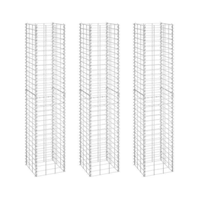 Lits surélevés en gabion 3 pcs 30x30x150 cm Fer