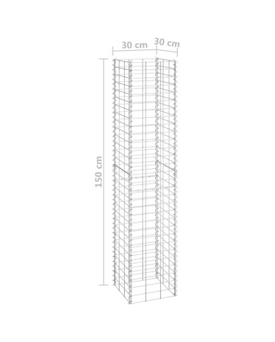 Lits surélevés en gabion 3 pcs 30x30x150 cm Fer