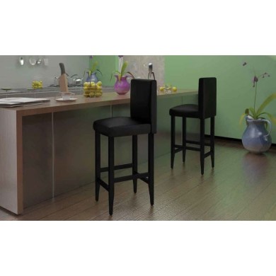 Tabourets de bar 4 pcs Noir Similicuir
