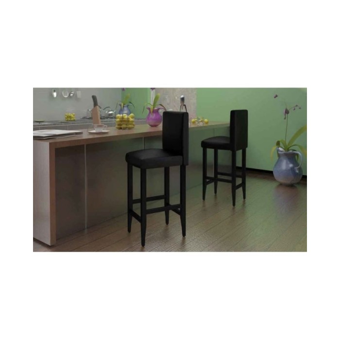 Tabourets de bar 4 pcs Noir Similicuir