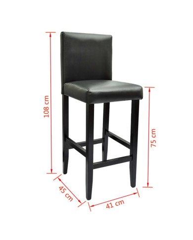 Tabourets de bar 4 pcs Noir Similicuir