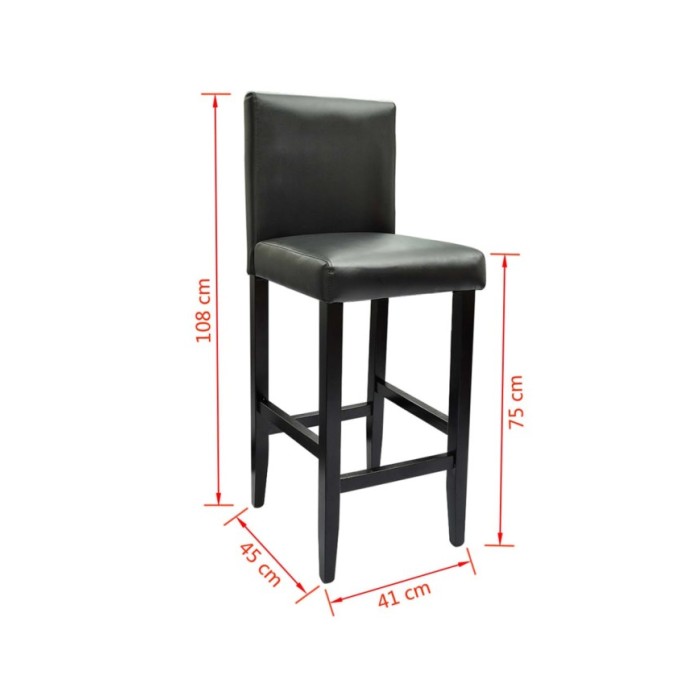 Tabourets de bar 4 pcs Noir Similicuir