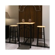 Ensemble de table à dîner Bois brun roux avec noir Acier 