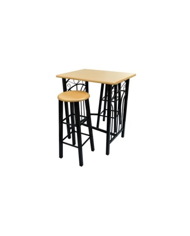 Ensemble de table à dîner Bois brun roux avec noir Acier 