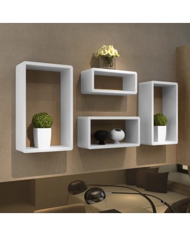 Etagères Design Murale 4 Cubes blanc