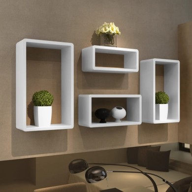 Etagères Design Murale 4 Cubes blanc