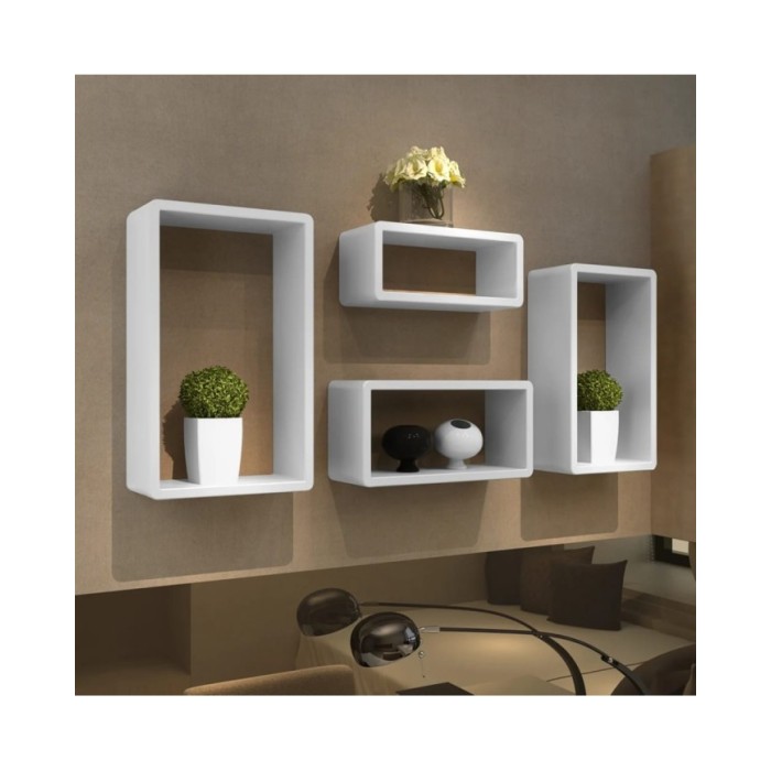 Etagères Design Murale 4 Cubes blanc