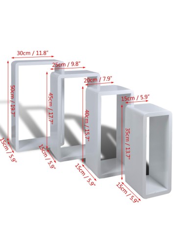 Etagères Design Murale 4 Cubes blanc