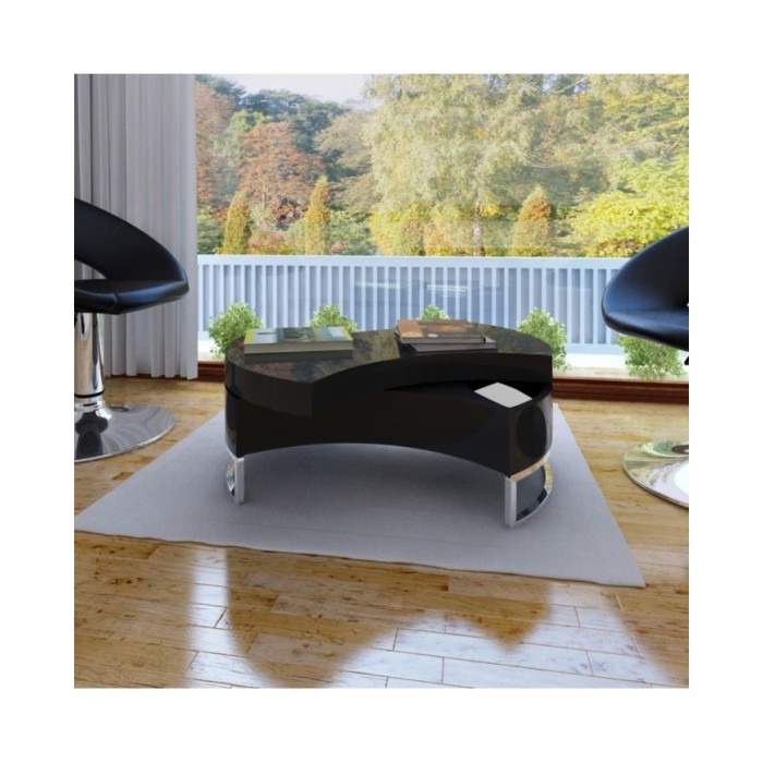 Table basse à forme réglable Haute brillance Noir 