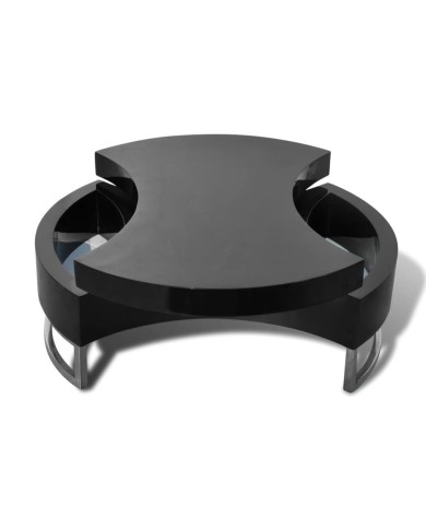 Table basse à forme réglable Haute brillance Noir 