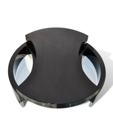 Table basse à forme réglable Haute brillance Noir 