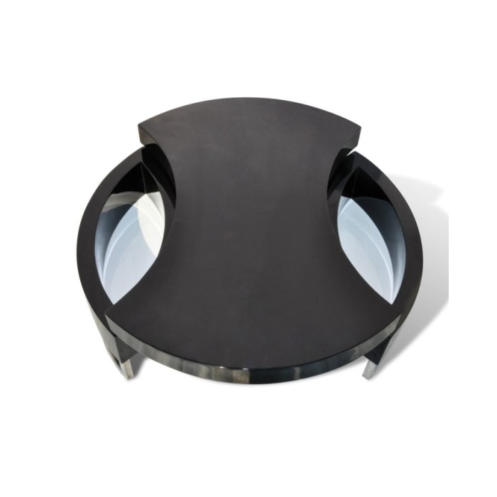 Table basse à forme réglable Haute brillance Noir 