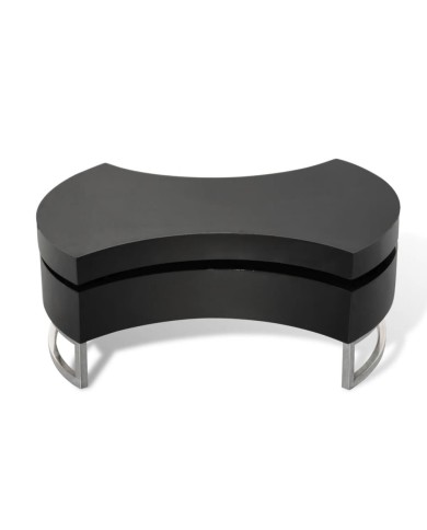 Table basse à forme réglable Haute brillance Noir 