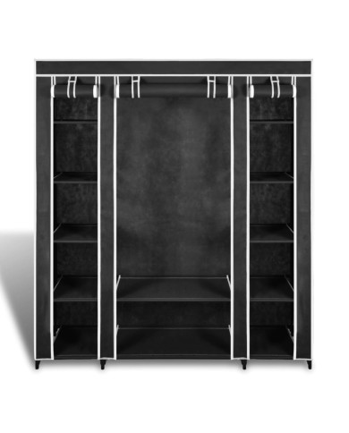 Armoire avec compartiments et tiges 45 x 150 x 176 cm Noir  