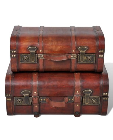 Coffre de rangement vintage Bois Marron 2 pcs 