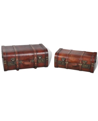 Coffre de rangement vintage Bois Marron 2 pcs 