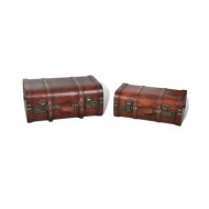 Coffre de rangement vintage Bois Marron 2 pcs 