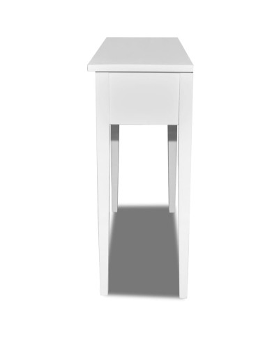 Table de console et coiffeuse avec 2 tiroirs Blanc
