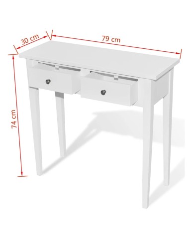 Table de console et coiffeuse avec 2 tiroirs Blanc
