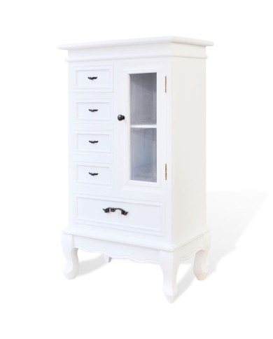Armoire avec 5 tiroirs et 2 étagères Blanc
