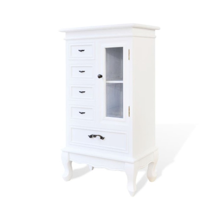Armoire avec 5 tiroirs et 2 étagères Blanc