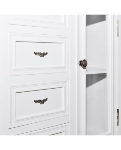 Armoire avec 5 tiroirs et 2 étagères Blanc