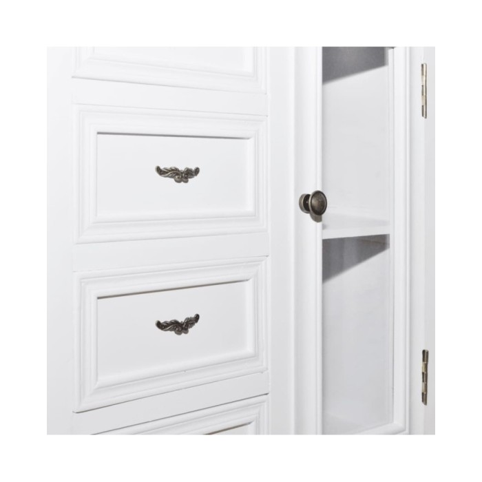 Armoire avec 5 tiroirs et 2 étagères Blanc