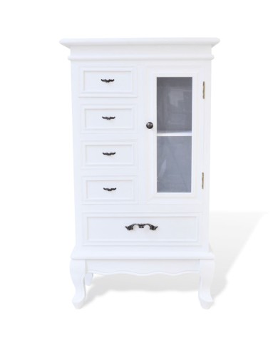 Armoire avec 5 tiroirs et 2 étagères Blanc
