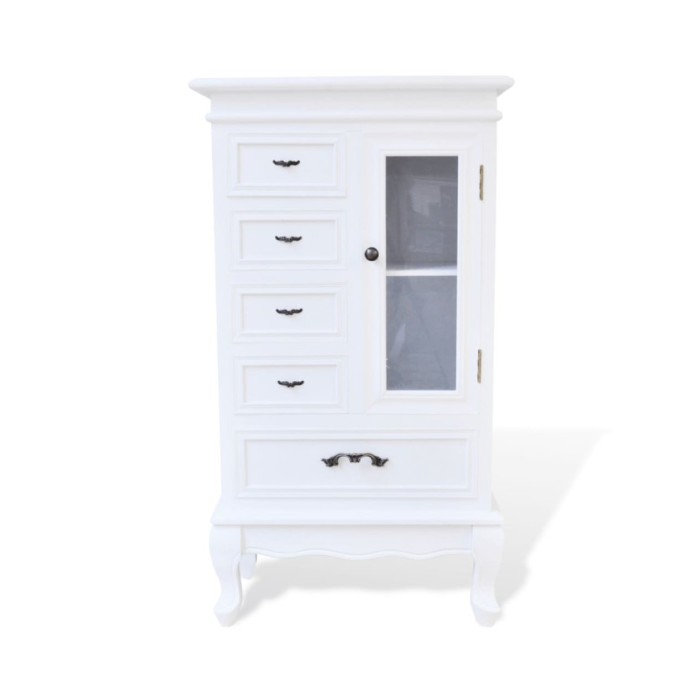 Armoire avec 5 tiroirs et 2 étagères Blanc