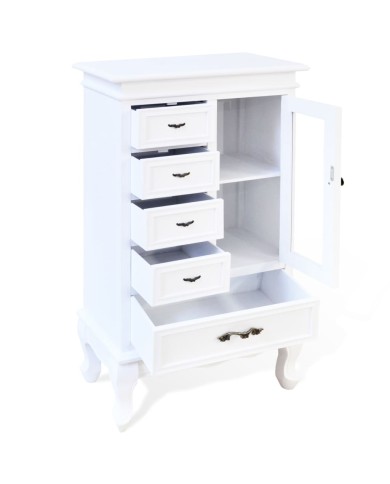 Armoire avec 5 tiroirs et 2 étagères Blanc