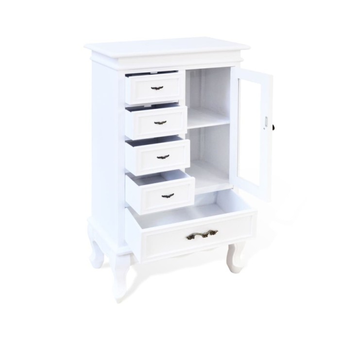 Armoire avec 5 tiroirs et 2 étagères Blanc