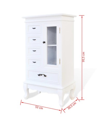 Armoire avec 5 tiroirs et 2 étagères Blanc