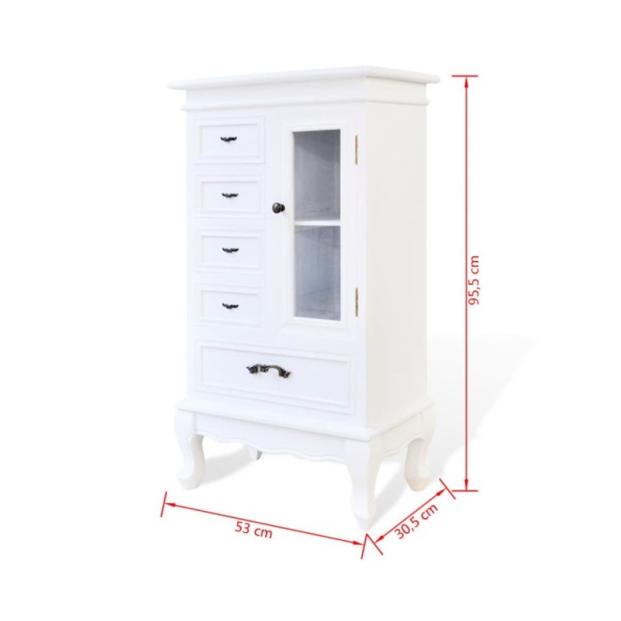 Armoire avec 5 tiroirs et 2 étagères Blanc
