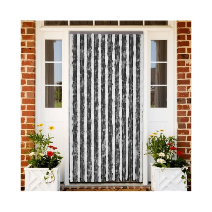 Moustiquaire Gris et blanc 100x220 cm Chenille 