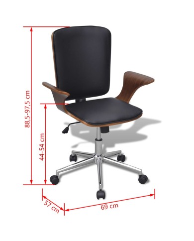 Chaise de bureau Bois courbé avec tapisserie en similicuir