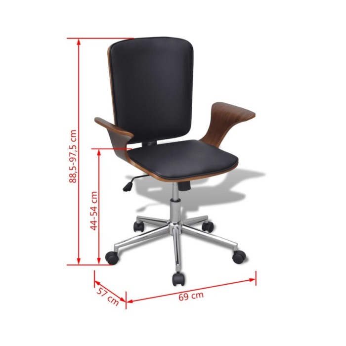 Chaise de bureau Bois courbé avec tapisserie en similicuir