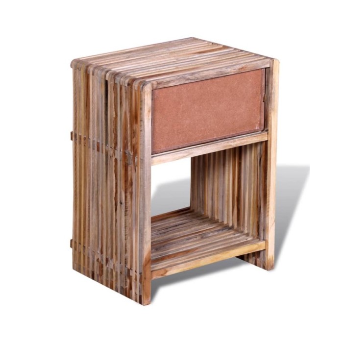 Table de chevet avec tiroir Bois de teck recyclé 