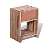 Table de chevet avec tiroir Bois de teck recyclé 