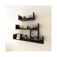 Étagères murales 3 pcs Forme de U MDF Noir