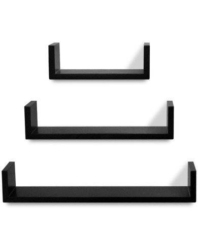Étagères murales 3 pcs Forme de U MDF Noir