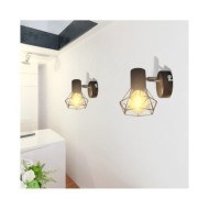 Applique murale 2 pcs Style industriel Noir avec ampoule LED
