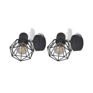 Applique murale 2 pcs Style industriel Noir avec ampoule LED