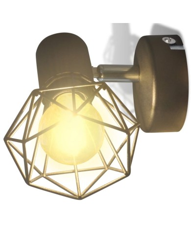 Applique murale 2 pcs Style industriel Noir avec ampoule LED